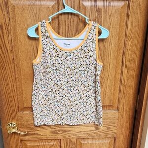 Lands' End Floral Tank Top - White and Yellow